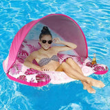 Maxbell Inflatable Pool Float with Large Canopy Float Bed for Water Funs Party Travel pink