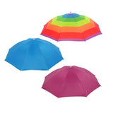 Maxbell Hands Free Umbrella Hat Compact Fishing Umbrella Cap for Walking Summer Gift Rainbow
