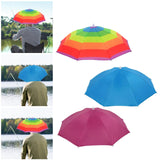 Maxbell Hands Free Umbrella Hat Compact Fishing Umbrella Cap for Walking Summer Gift Rainbow