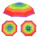 Maxbell Hands Free Umbrella Hat Compact Fishing Umbrella Cap for Walking Summer Gift Rainbow