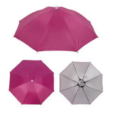 Maxbell Hands Free Umbrella Hat Compact Fishing Umbrella Cap for Walking Summer Gift Rose Red
