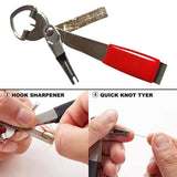 Maxbell 4 in 1 Quick Knot Tying Tool Tool Line Cutter for River Beginners Freshwater Red