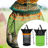 Maxbell Float Fishing Net Nylon Net Mesh Quick Dry Folding Sturdy Fish Net Bucket orange