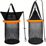 Maxbell Float Fishing Net Nylon Net Mesh Quick Dry Folding Sturdy Fish Net Bucket orange