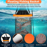 Maxbell Float Fishing Net Nylon Net Mesh Quick Dry Folding Sturdy Fish Net Bucket orange