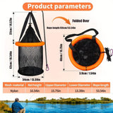 Maxbell Float Fishing Net Nylon Net Mesh Quick Dry Folding Sturdy Fish Net Bucket orange