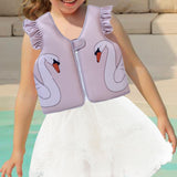 Maxbell Kids Swim Vest Kids Swimming Aid Float Vest for Age 3-6 Rafting Water Sports swan pattern