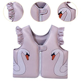 Maxbell Kids Swim Vest Kids Swimming Aid Float Vest for Age 3-6 Rafting Water Sports swan pattern