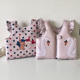 Maxbell Kids Swim Vest Kids Swimming Aid Float Vest for Age 3-6 Rafting Water Sports swan pattern