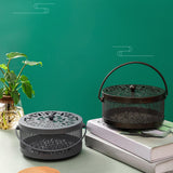 Maxbell Home Coil Holder with Handle Round with Lid Stand for Indoor Travel Home Bronze