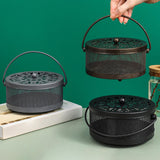 Maxbell Home Coil Holder with Handle Round with Lid Stand for Indoor Travel Home Bronze