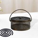 Maxbell Home Coil Holder with Handle Round with Lid Stand for Indoor Travel Home Bronze