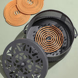 Maxbell Home Coil Holder with Handle Round with Lid Stand for Indoor Travel Home Black