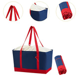 Maxbell Reusable Grocery Bag with Handles Foldable for Supermarket Groceries Outdoor Navy Blue