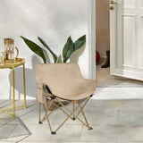 Maxbell Folding Camping Chair Stool Outdoor Moon Chair for Barbecue Traveling Hiking Khaki