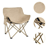 Maxbell Folding Camping Chair Stool Outdoor Moon Chair for Barbecue Traveling Hiking Khaki