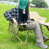 Maxbell Folding Camping Chair Stool Outdoor Moon Chair for Barbecue Traveling Hiking Green