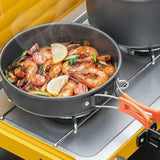 Maxbell Camping Cookware with Mesh Bag Portable for Fishing Outdoor Cooking Barbecue Orange Handle