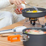 Maxbell Camping Cookware with Mesh Bag Portable for Fishing Outdoor Cooking Barbecue Black Handle