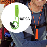 Maxbell 10 Pieces Emergency Whistle Safe Whistle for Kayak Mountain Climbing Camping Green