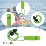 Maxbell 10 Pieces Emergency Whistle Safe Whistle for Kayak Mountain Climbing Camping Green