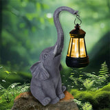 Maxbell Garden Decor Resin Solar Powered Elephant Statue for Porch Courtyard Outdoor