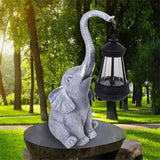 Maxbell Garden Decor Resin Solar Powered Elephant Statue for Porch Courtyard Outdoor