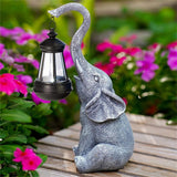 Maxbell Garden Decor Resin Solar Powered Elephant Statue for Porch Courtyard Outdoor
