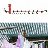 Maxbell Outdoor Clothes Line Nylon with Hooks Clothesline for Camping Indoor Balcony Red  Reflective