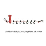 Maxbell Outdoor Clothes Line Nylon with Hooks Clothesline for Camping Indoor Balcony Red  Reflective