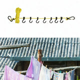 Maxbell Outdoor Clothes Line Nylon with Hooks Clothesline for Camping Indoor Balcony Yelow Reflective