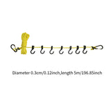 Maxbell Outdoor Clothes Line Nylon with Hooks Clothesline for Camping Indoor Balcony Yelow Reflective