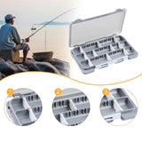 Maxbell Fly Baits Box Double Sided Fishing Tackle Box for Saltwater Traveling Outdoor Gray