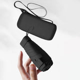 Maxbell Small Folding Umbrella Fashion 6 Ribs Rain Umbrella for Hiking Outdoor Beach black