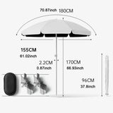 Maxbell Baby Stroller Parasol Folding with Clamp for Beach Trips Trolley Beach Chair White