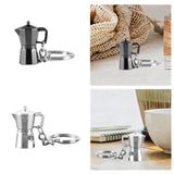 Maxbell Moka Pot Keychain Key Ring Gift Realistic Compact Coffee Machine Accessories Black