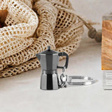 Maxbell Moka Pot Keychain Key Ring Gift Realistic Compact Coffee Machine Accessories Black