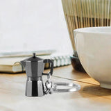 Maxbell Moka Pot Keychain Key Ring Gift Realistic Compact Coffee Machine Accessories Black