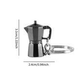 Maxbell Moka Pot Keychain Key Ring Gift Realistic Compact Coffee Machine Accessories Black