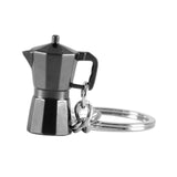 Maxbell Moka Pot Keychain Key Ring Gift Realistic Compact Coffee Machine Accessories Black