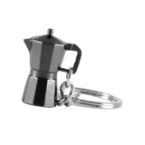 Maxbell Moka Pot Keychain Key Ring Gift Realistic Compact Coffee Machine Accessories Black