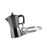 Maxbell Moka Pot Keychain Key Ring Gift Realistic Compact Coffee Machine Accessories Black