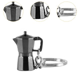 Maxbell Moka Pot Keychain Key Ring Gift Realistic Compact Coffee Machine Accessories Black