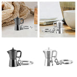 Maxbell Moka Pot Keychain Key Ring Gift Realistic Compact Coffee Machine Accessories Black