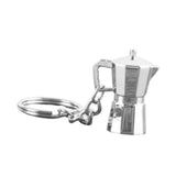 Maxbell Moka Pot Keychain Key Ring Gift Realistic Compact Coffee Machine Accessories Silver