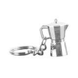Maxbell Moka Pot Keychain Key Ring Gift Realistic Compact Coffee Machine Accessories Silver