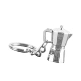 Maxbell Moka Pot Keychain Key Ring Gift Realistic Compact Coffee Machine Accessories Silver