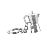 Maxbell Moka Pot Keychain Key Ring Gift Realistic Compact Coffee Machine Accessories Silver