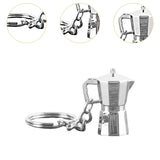 Maxbell Moka Pot Keychain Key Ring Gift Realistic Compact Coffee Machine Accessories Silver