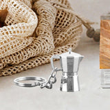 Maxbell Moka Pot Keychain Key Ring Gift Realistic Compact Coffee Machine Accessories Silver